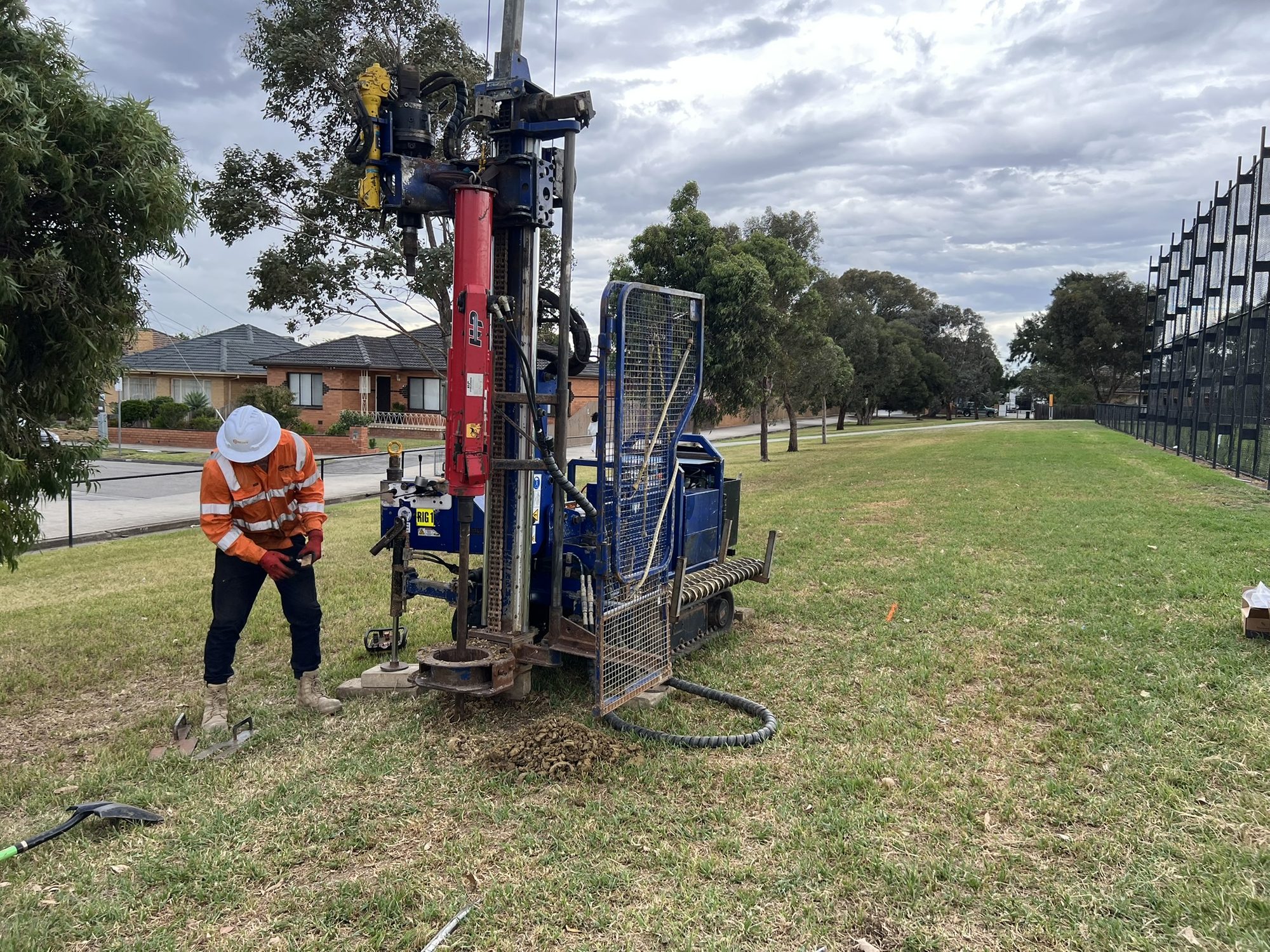 Drilling investigation beside a residential street